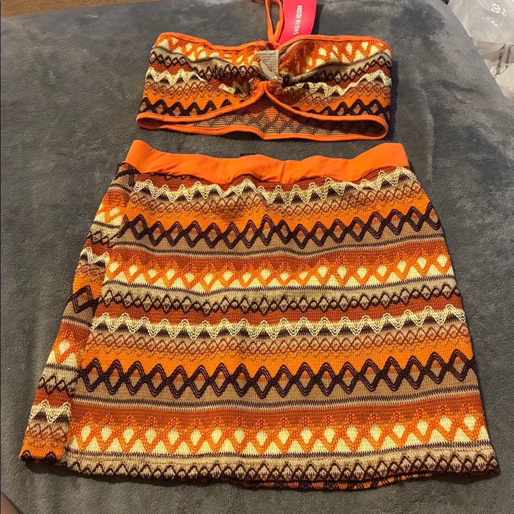 SHEIN Orange and Brown Knit Set